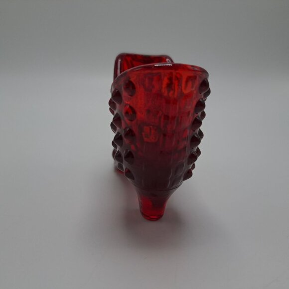 Fenton Ruby Red Hobnail Cat Head Glass Slipper Shoe Vintage Collectible - Picture 6 of 8